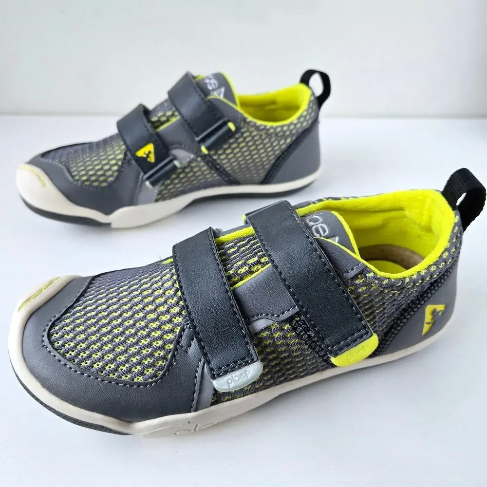 Plae NEW Kids TY Eco Poly Sneaker Shoes Gray Yellow Size US 1 EU 32 Unisex - Picture 8 of 14